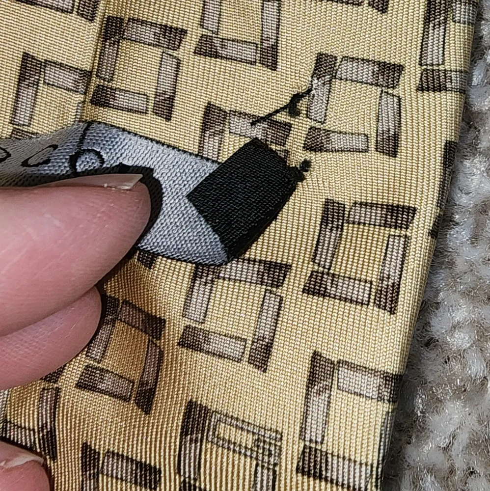 Gucci Tan And Brown Tie‎ With Geometric Pattern